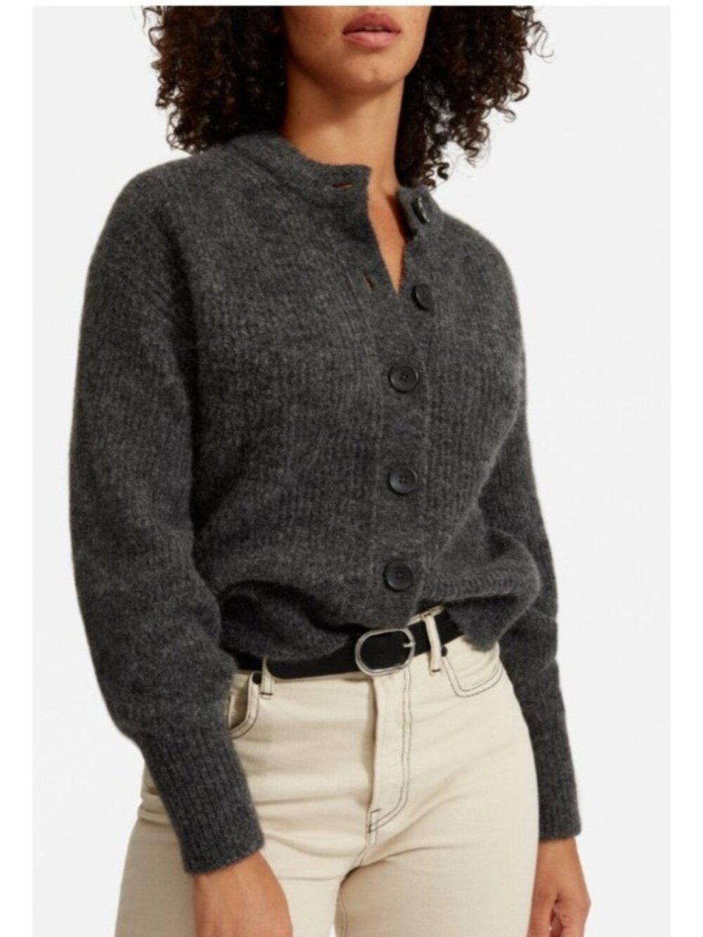 Everlane Women’s Size XS Gray Alpaca Wool Blend Mock Neck Cardigan Sweater